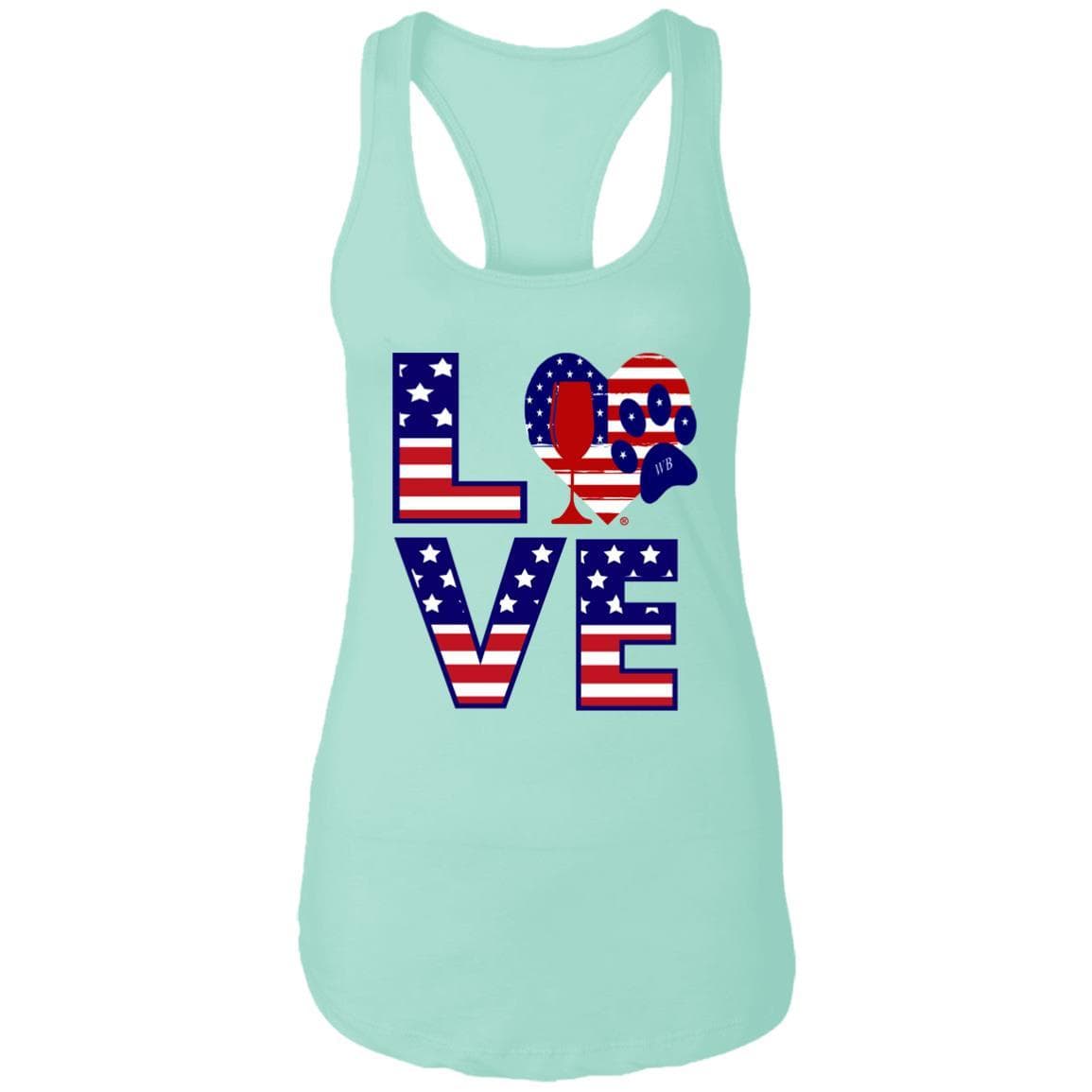 T-Shirts Mint / X-Small Winey Bitches Co "American Love Paw"  Ladies Ideal Racerback Tank WineyBitchesCo