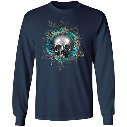 T-Shirts Navy / S Winey Bitches Co Skull Design #3 LS Ultra Cotton T-Shirt WineyBitchesCo