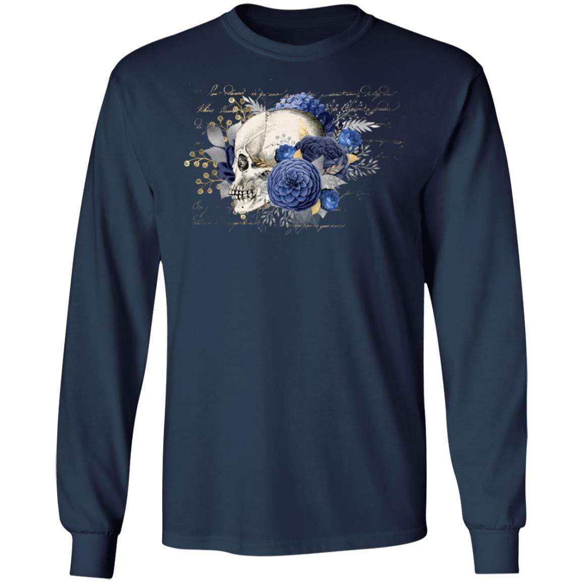 T-Shirts Navy / S Winey Bitches Co Skull Design #5 LS Ultra Cotton T-Shirt WineyBitchesCo