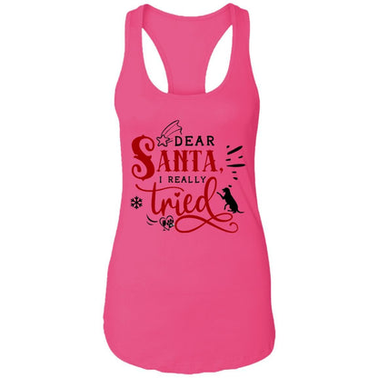 T-Shirts Raspberry / X-Small WineyBitches.Co "Dear Santa I Really Tried" Ladies Ideal Racerback Tank WineyBitchesCo