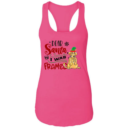 T-Shirts Raspberry / X-Small WineyBitches.Co "Dear Santa I Was Framed" Ladies Ideal Racerback Tank WineyBitchesCo