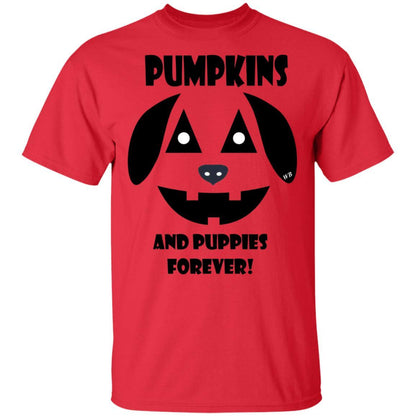 T-Shirts Red / S WineyBitches.Co "Pumpkins And Puppies Forever" Halloween Collection Ultra Cotton T-Shirt WineyBitchesCo