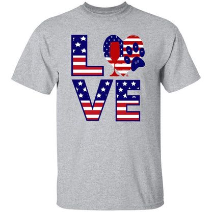 T-Shirts Sport Grey / S Winey Bitches Co "American Love Paw"  5.3 oz. T-Shirt WineyBitchesCo