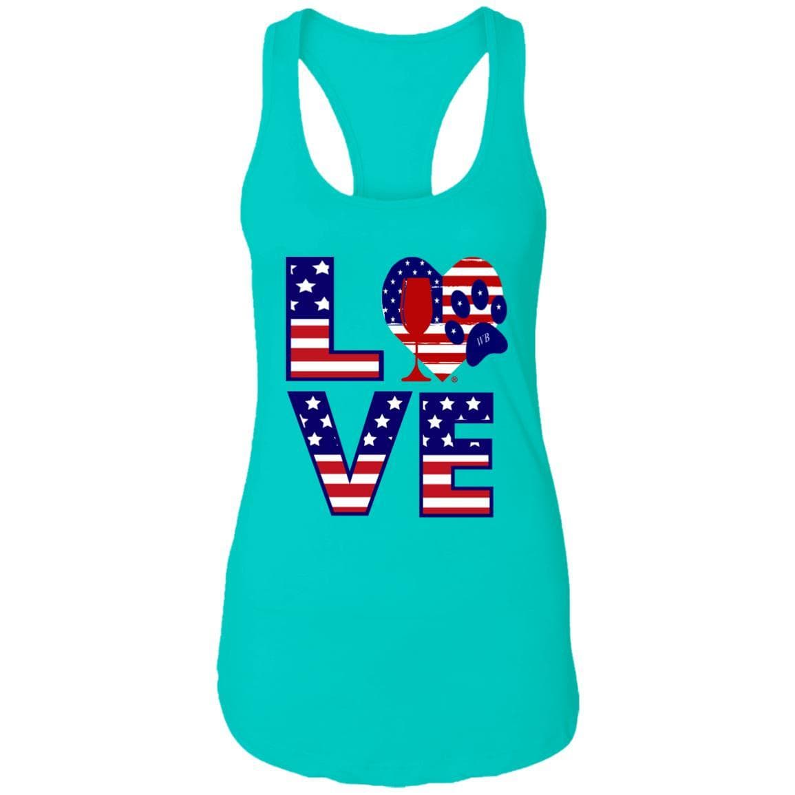 T-Shirts Tahiti Blue / X-Small Winey Bitches Co "American Love Paw"  Ladies Ideal Racerback Tank WineyBitchesCo