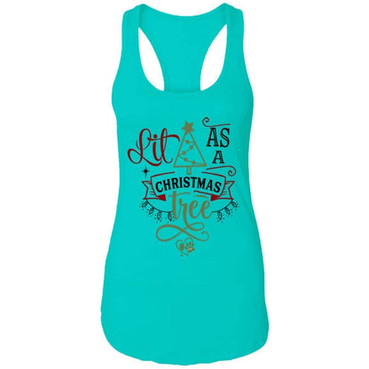 T-Shirts Tahiti Blue / X-Small WineyBitches.Co "Lit As A Christmas Tree" Ladies Ideal Racerback Tank WineyBitchesCo