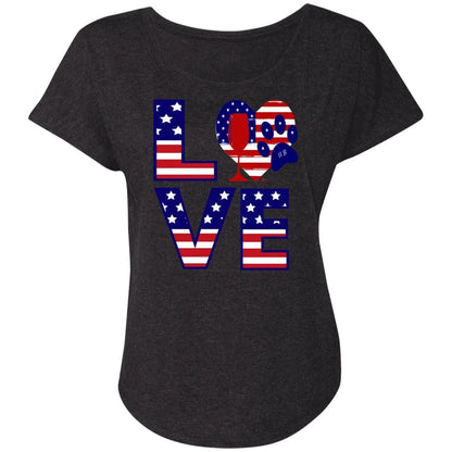 T-Shirts Vintage Black / X-Small Winey Bitches Co "American Love Paw"  Ladies' Triblend Dolman Sleeve WineyBitchesCo