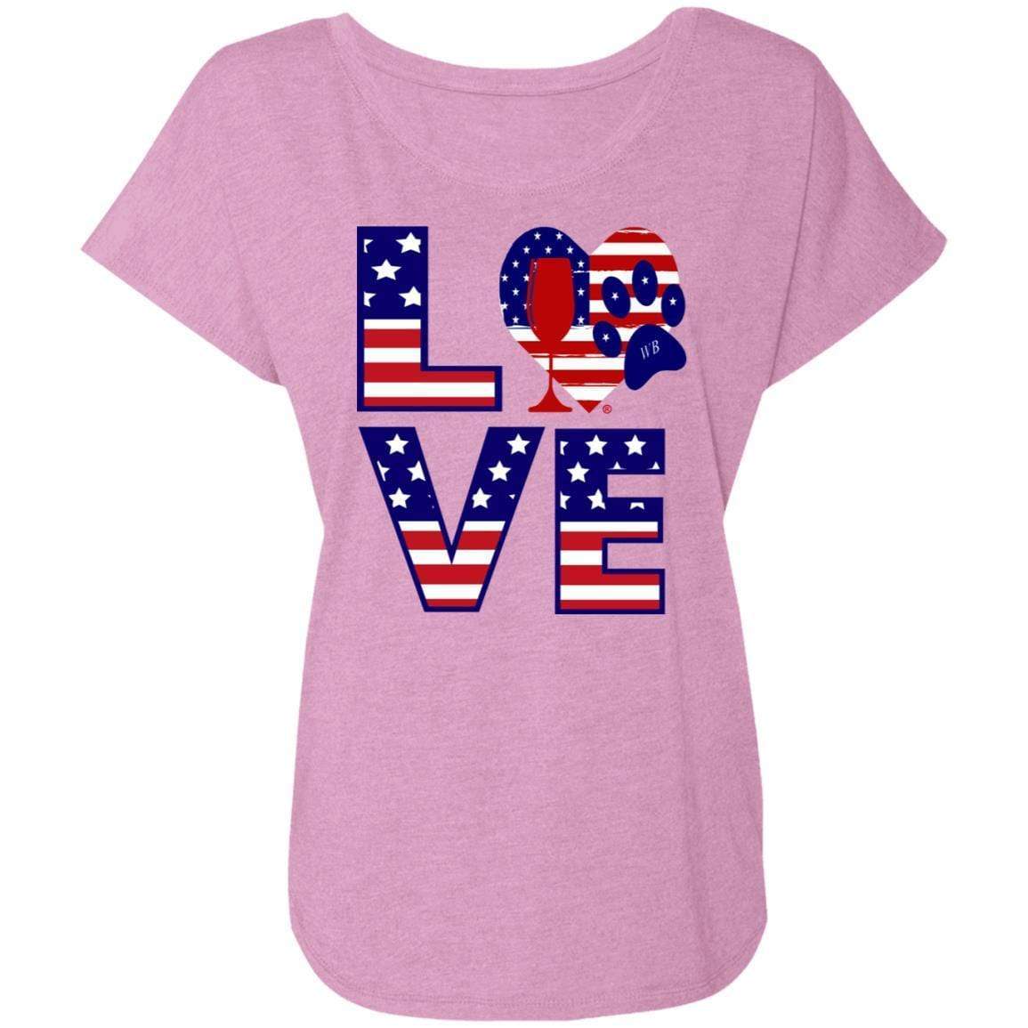T-Shirts Vintage Lilac / X-Small Winey Bitches Co "American Love Paw"  Ladies' Triblend Dolman Sleeve WineyBitchesCo