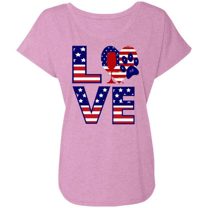 T-Shirts Vintage Lilac / X-Small Winey Bitches Co "American Love Paw"  Ladies' Triblend Dolman Sleeve WineyBitchesCo