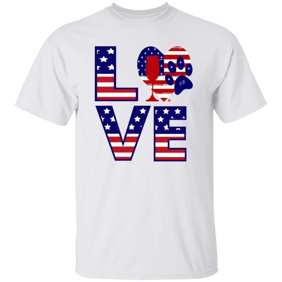 T-Shirts White / S Winey Bitches Co "American Love Paw"  5.3 oz. T-Shirt WineyBitchesCo