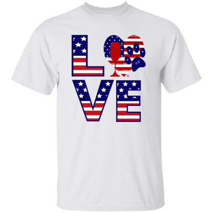 T-Shirts White / S Winey Bitches Co "American Love Paw"  5.3 oz. T-Shirt WineyBitchesCo