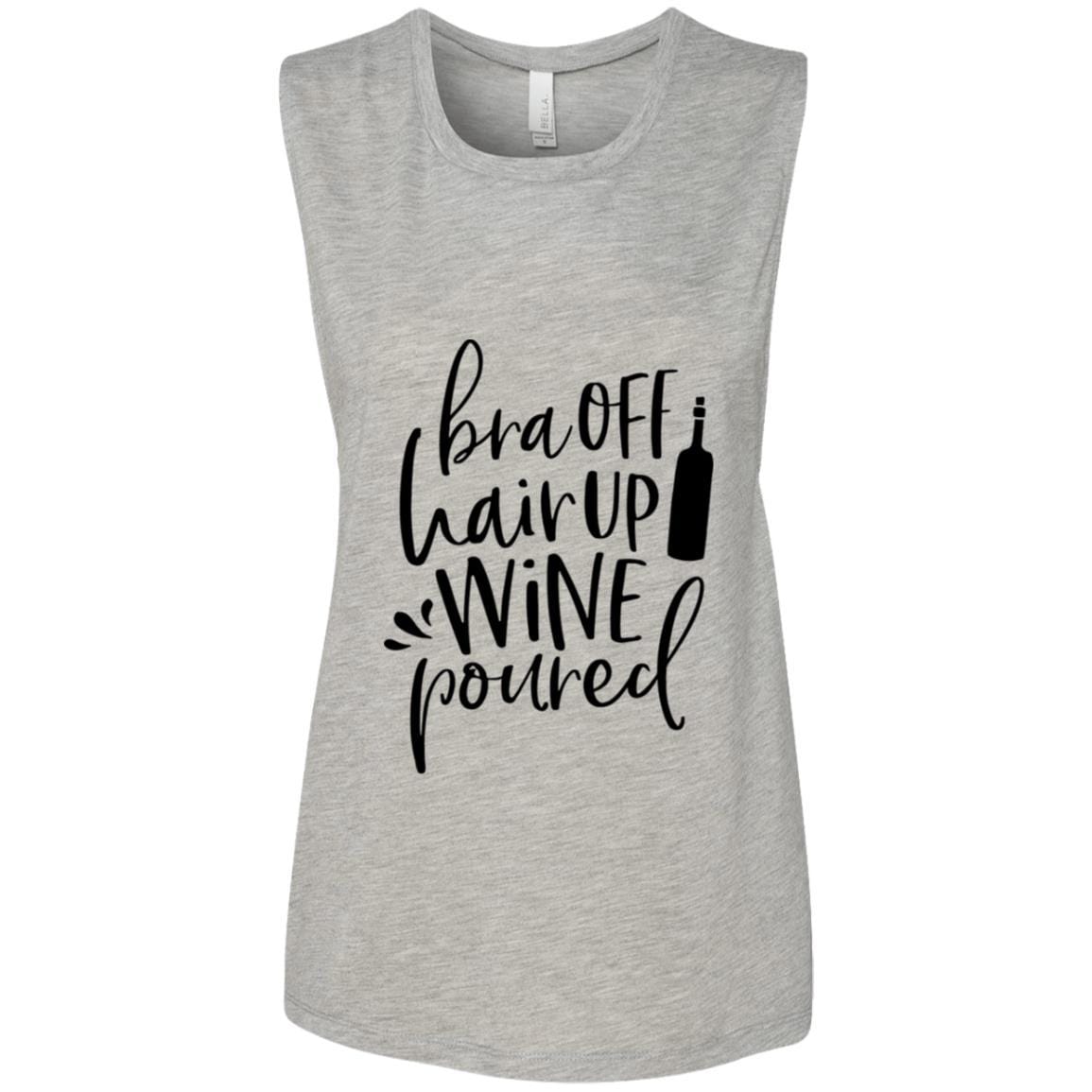 Tank Top Athletic Heather/ / S WineyBitches.Co Bra Off Hair Up Wine Poured Ladies' Flowy Muscle Tank WineyBitchesCo