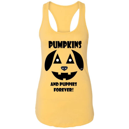 Tank Top Banana Cream / X-Small WineyBitches.Co "Pumpkins And Puppies Forever" Halloween Ladies Ideal Racerback Tank WineyBitchesCo