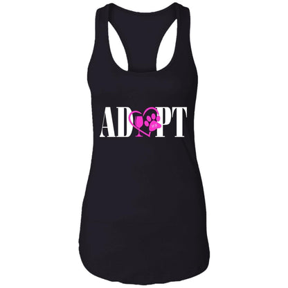 Tank Top Black / X-Small WineyBitches.Co “Adopt” Ladies Ideal Racerback Tank-Pink Heart-Wht Lettering WineyBitchesCo