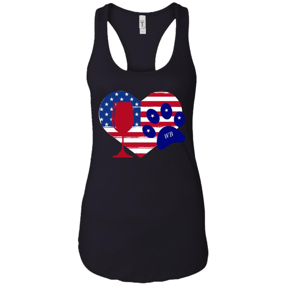 Tank Top Black / X-Small WineyBitches.Co American Wine Paw Heart Ladies Ideal Racerback Tank WineyBitchesCo