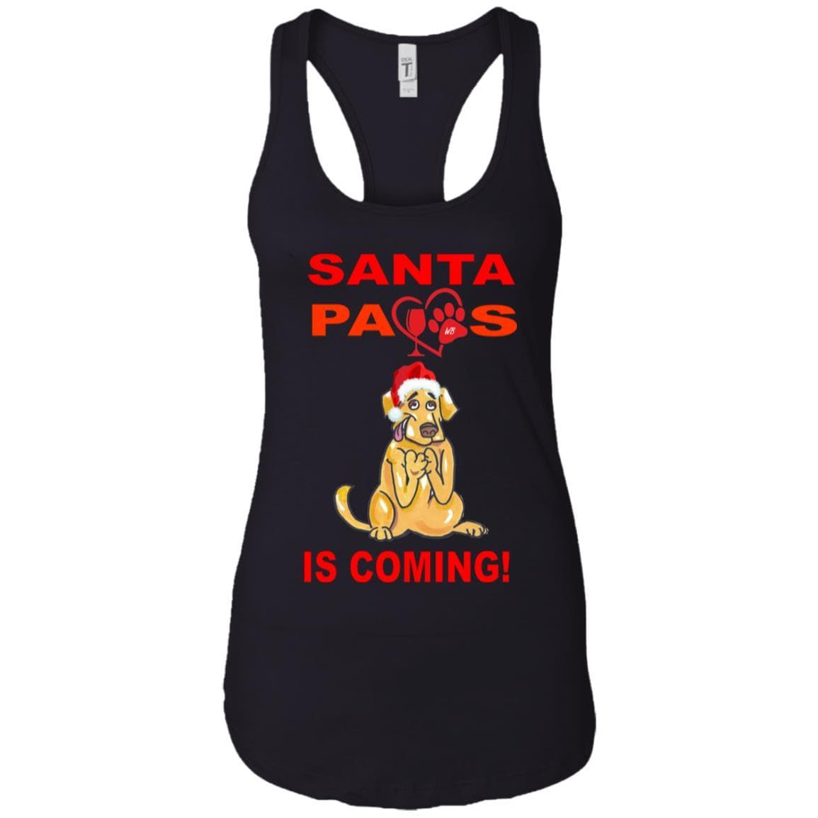 Tank Top Black / X-Small WineyBitches.co "Santa Paws Is Coming" Next Level Ladies Ideal Racerback Tank WineyBitchesCo