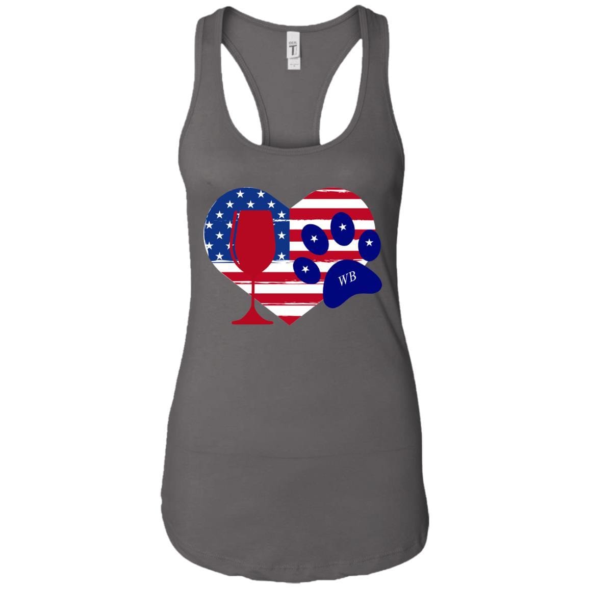 Tank Top Dark Grey / X-Small WineyBitches.Co American Wine Paw Heart Ladies Ideal Racerback Tank WineyBitchesCo