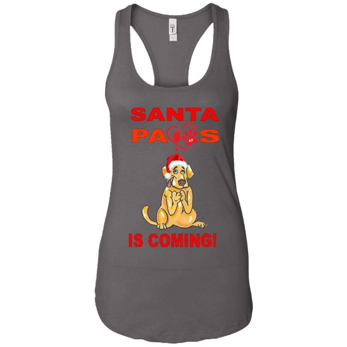 Tank Top Dark Grey / X-Small WineyBitches.co "Santa Paws Is Coming" Next Level Ladies Ideal Racerback Tank WineyBitchesCo