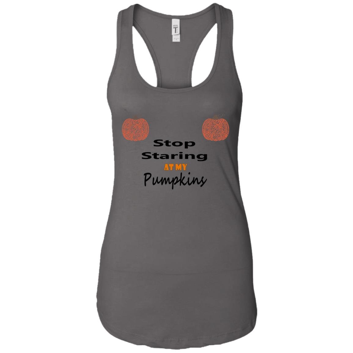 Tank Top Dark Grey / X-Small WineyBitches.Co "Stop Staring At My Pumpkins" Ladies Ideal Racerback Tank WineyBitchesCo
