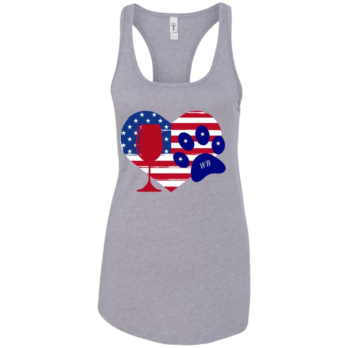 Tank Top Heather Grey / X-Small WineyBitches.Co American Wine Paw Heart Ladies Ideal Racerback Tank WineyBitchesCo