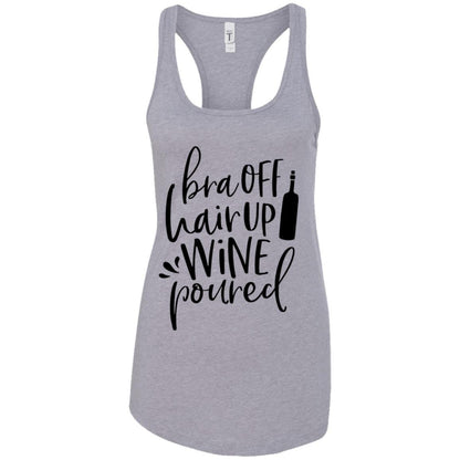 Tank Top Heather Grey / X-Small WineyBitches.Co Bra Off Hair Up Wine Poured Ladies Ideal Racerback Tank (Blk Lettering) WineyBitchesCo