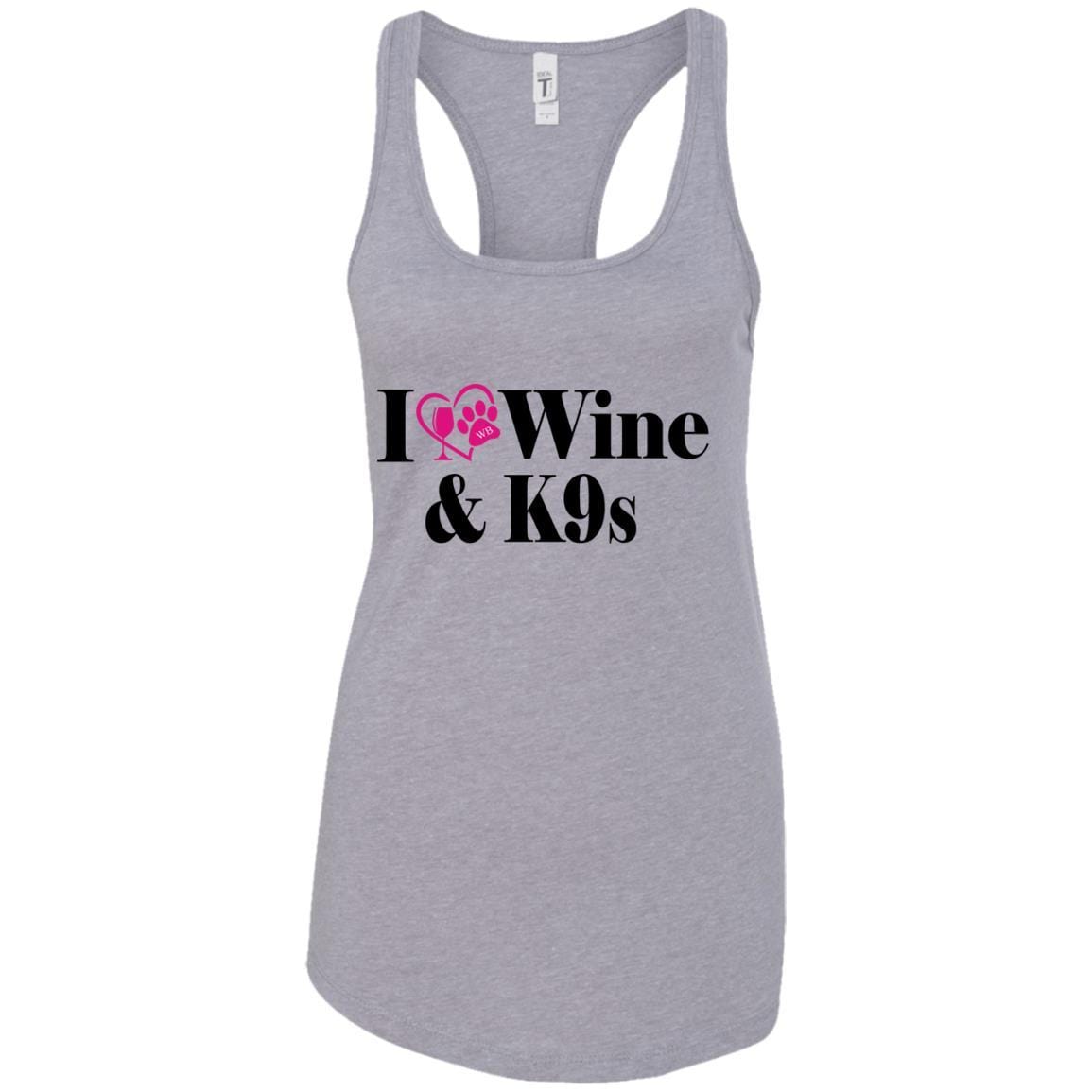 Tank Top Heather Grey / X-Small WineyBitches.Co "I Love Wine and K9s" Ladies Ideal Racerback Tank WineyBitchesCo