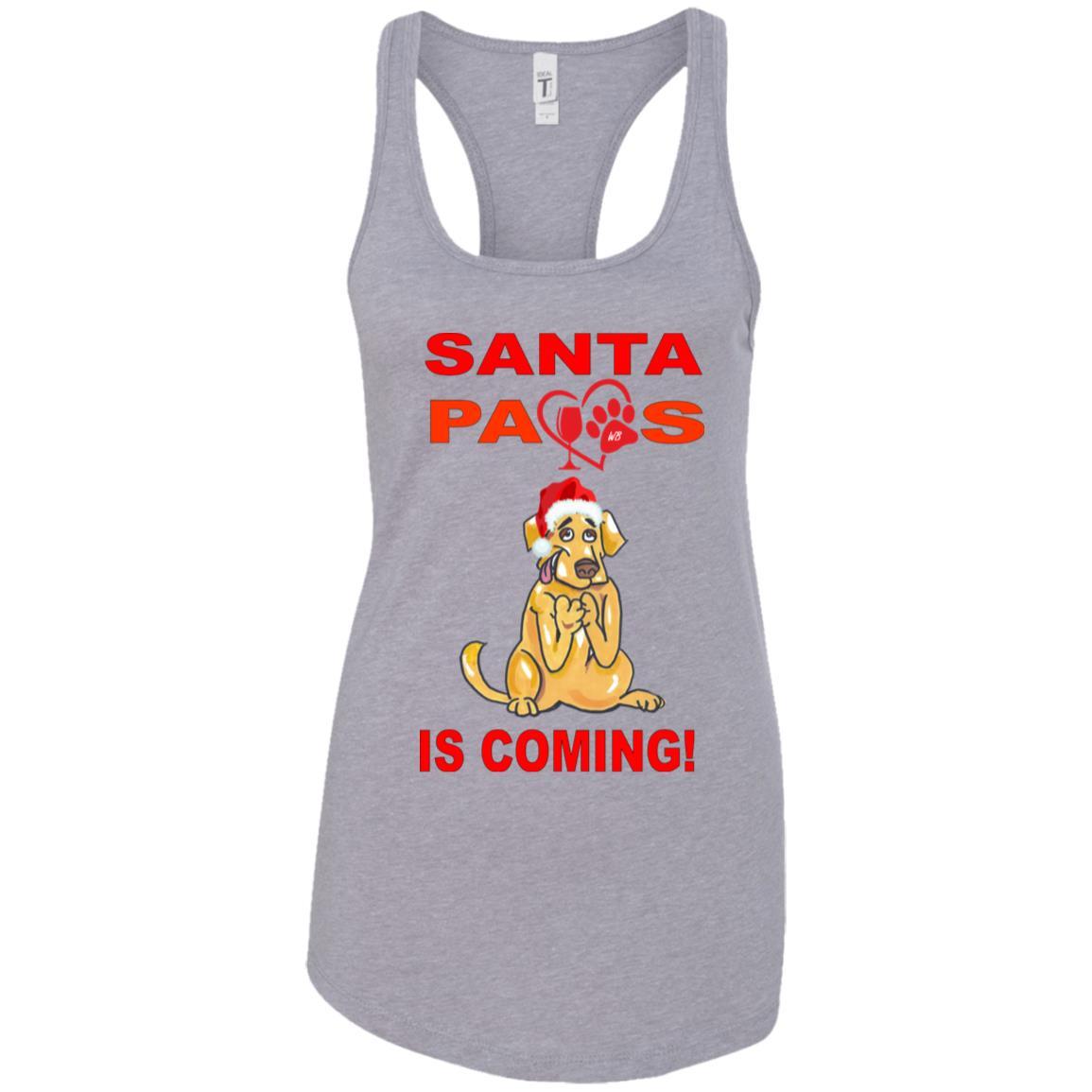 Tank Top Heather Grey / X-Small WineyBitches.co "Santa Paws Is Coming" Next Level Ladies Ideal Racerback Tank WineyBitchesCo