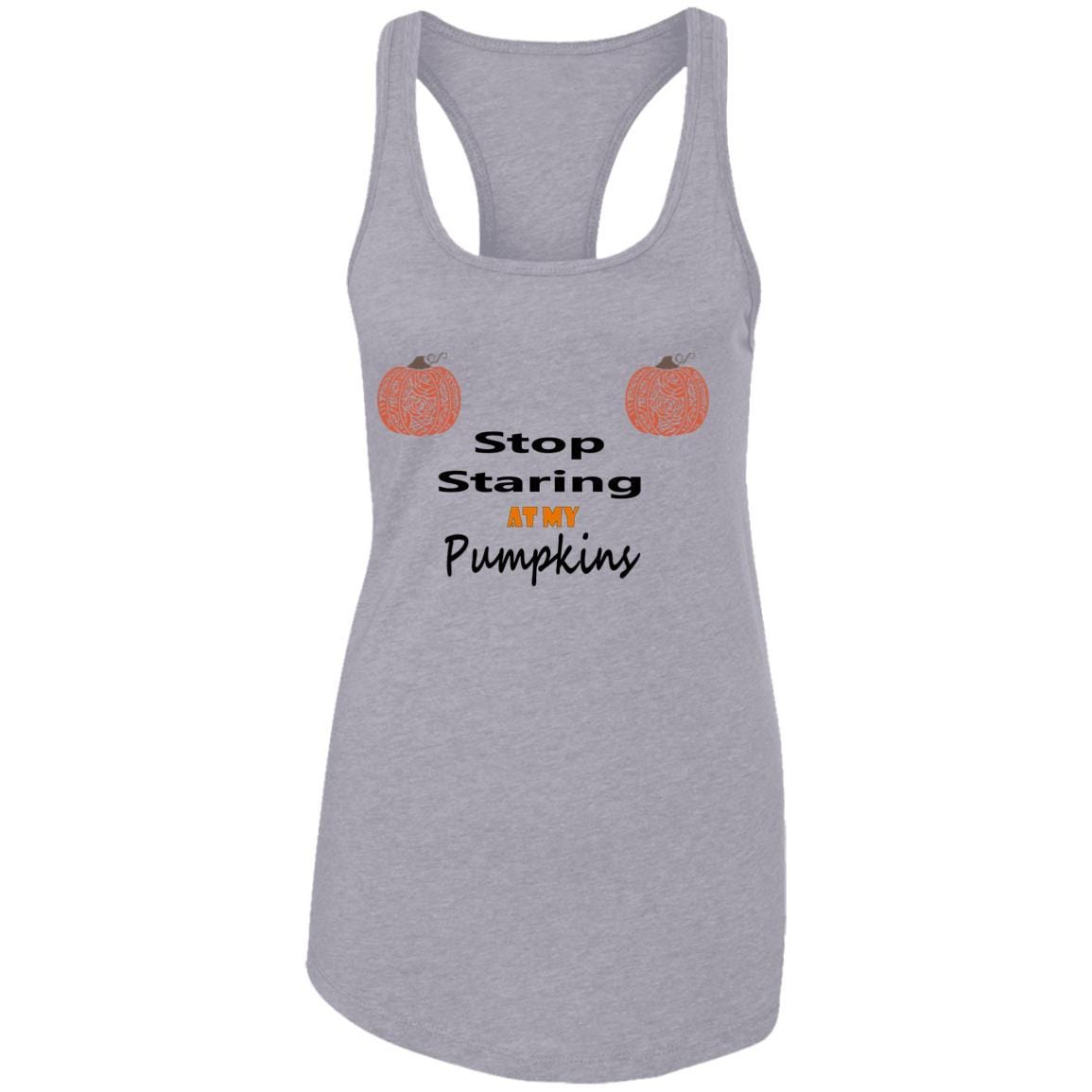 Tank Top Heather Grey / X-Small WineyBitches.Co "Stop Staring At My Pumpkins" Ladies Ideal Racerback Tank WineyBitchesCo