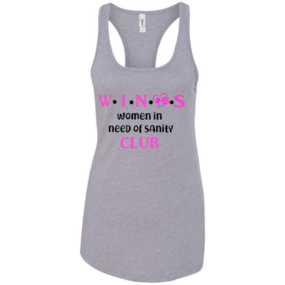 Tank Top Heather Grey / X-Small WineyBitches.Co WINOS Club Ladies Ideal Racerback Tank Top (Pink Lettering) WineyBitchesCo