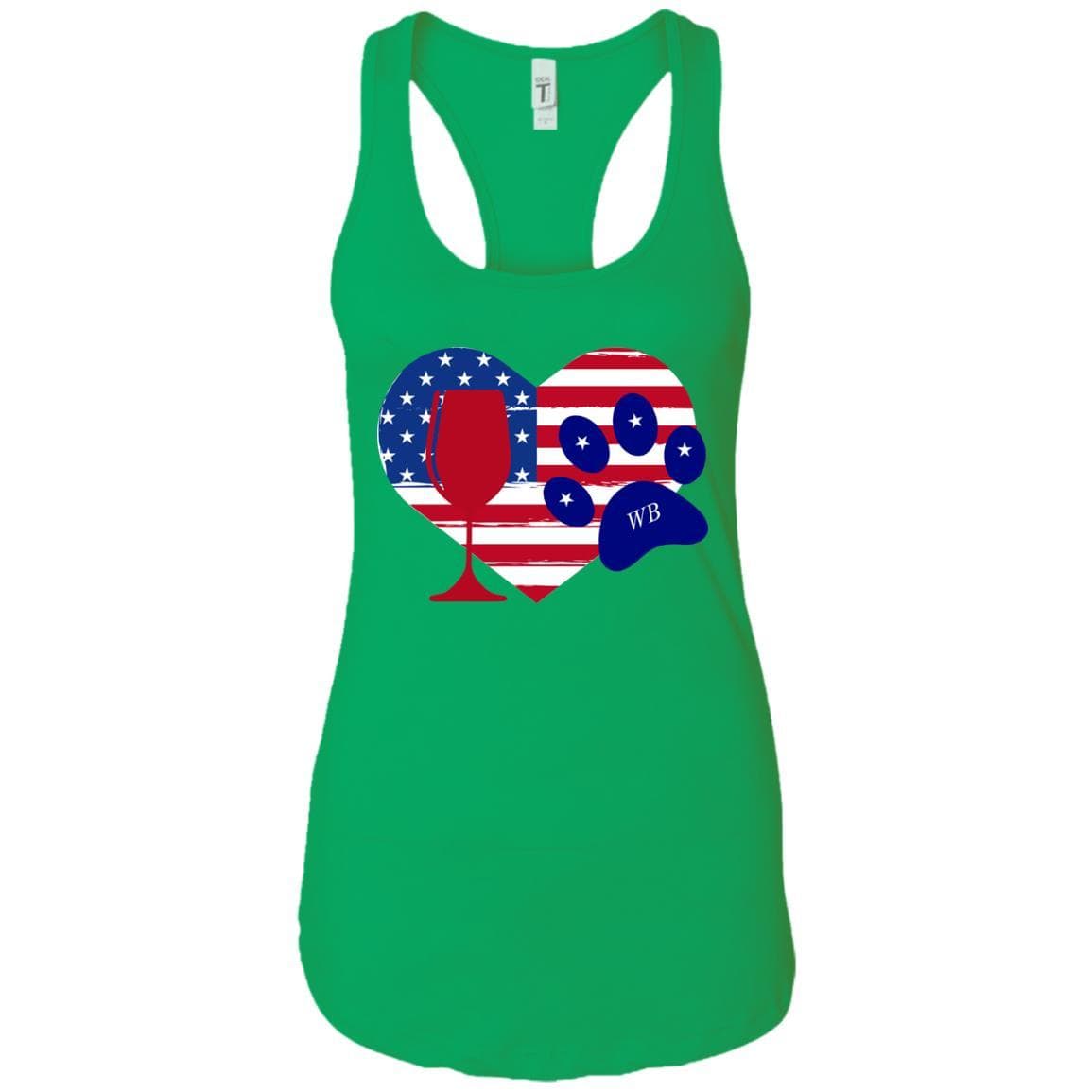 Tank Top Kelly Green / X-Small WineyBitches.Co American Wine Paw Heart Ladies Ideal Racerback Tank WineyBitchesCo