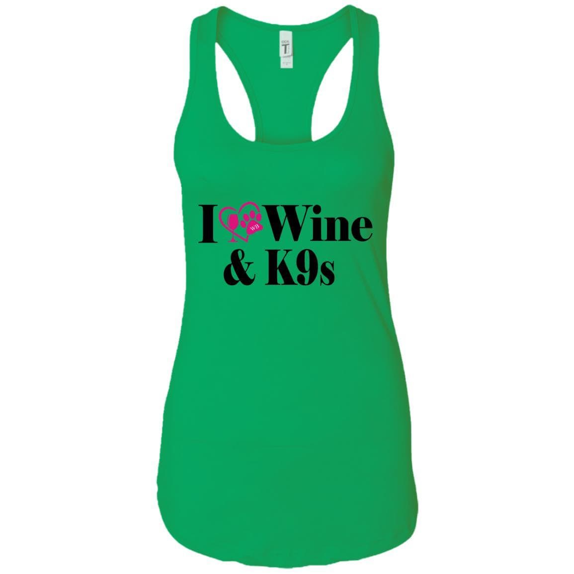 Tank Top Kelly Green / X-Small WineyBitches.Co "I Love Wine and K9s" Ladies Ideal Racerback Tank WineyBitchesCo