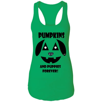 Tank Top Kelly Green / X-Small WineyBitches.Co "Pumpkins And Puppies Forever" Halloween Ladies Ideal Racerback Tank WineyBitchesCo