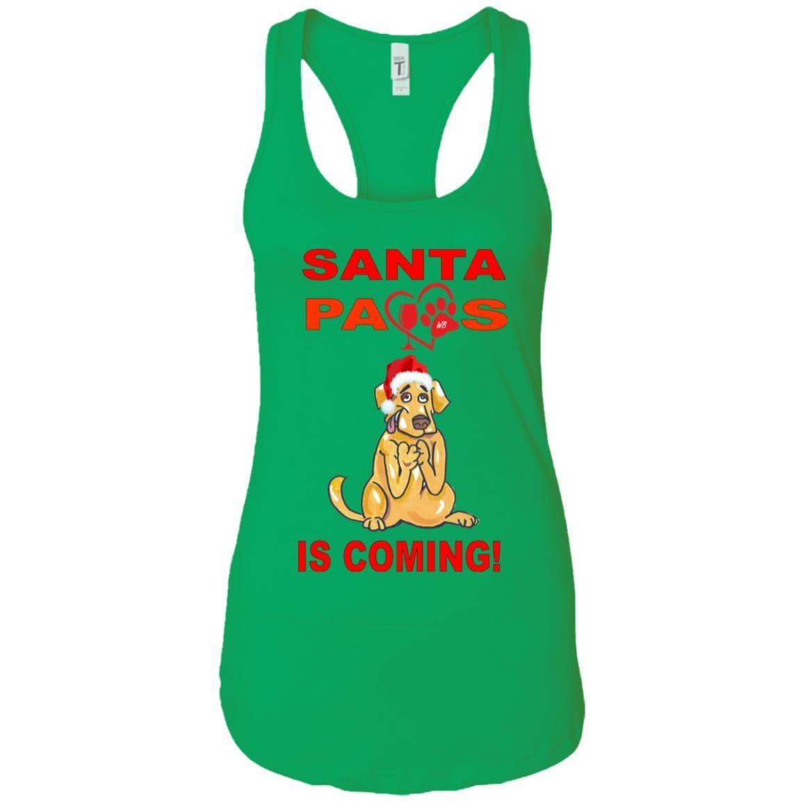 Tank Top Kelly Green / X-Small WineyBitches.co "Santa Paws Is Coming" Next Level Ladies Ideal Racerback Tank WineyBitchesCo
