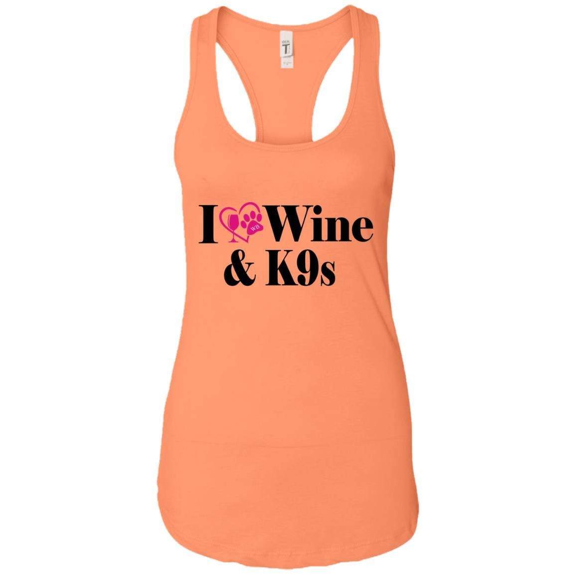 Tank Top Light Orange / X-Small WineyBitches.Co "I Love Wine and K9s" Ladies Ideal Racerback Tank WineyBitchesCo