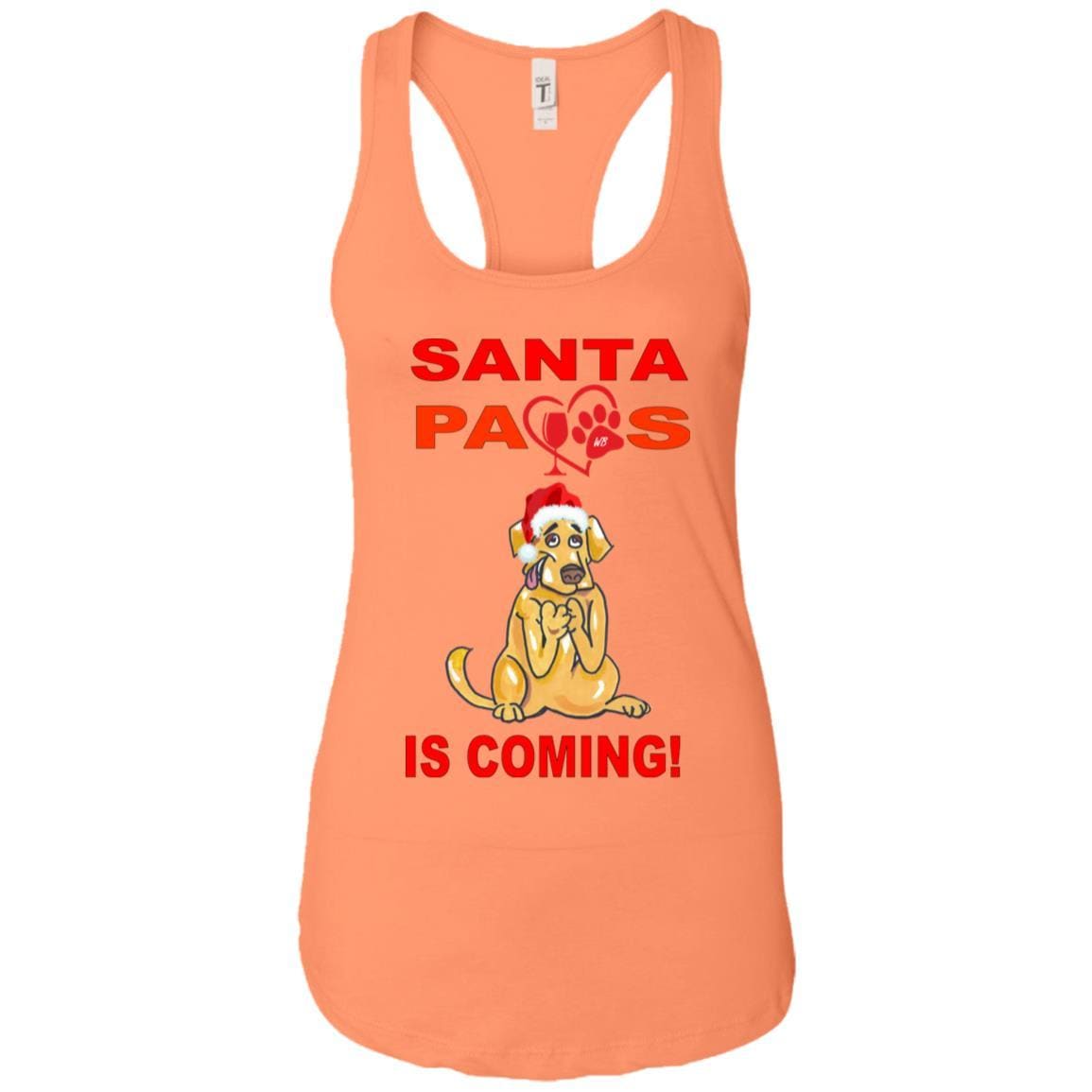 Tank Top Light Orange / X-Small WineyBitches.co "Santa Paws Is Coming" Next Level Ladies Ideal Racerback Tank WineyBitchesCo
