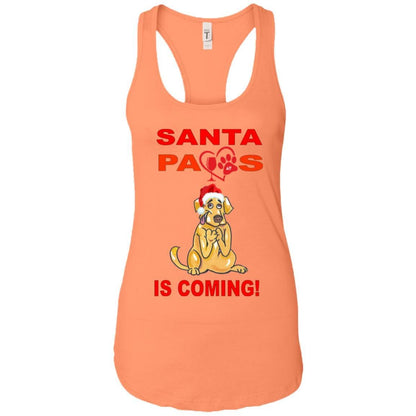 Tank Top Light Orange / X-Small WineyBitches.co "Santa Paws Is Coming" Next Level Ladies Ideal Racerback Tank WineyBitchesCo