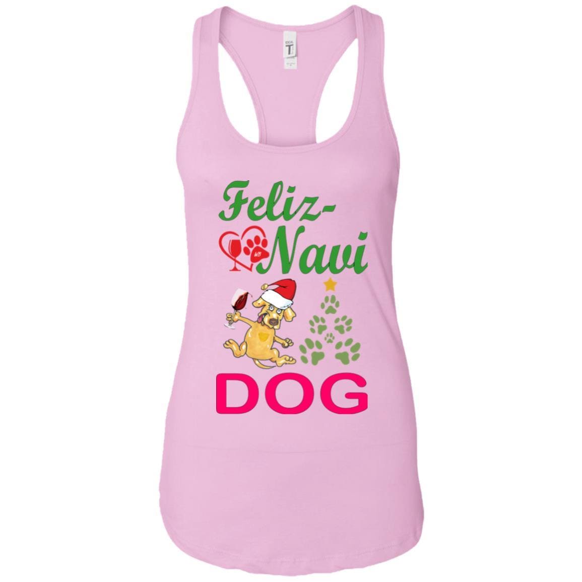 Tank Top Lilac / X-Small WineyBitches.co Feliz Navi Dog Next Level Ladies Ideal Racerback Tank-grn-red WineyBitchesCo