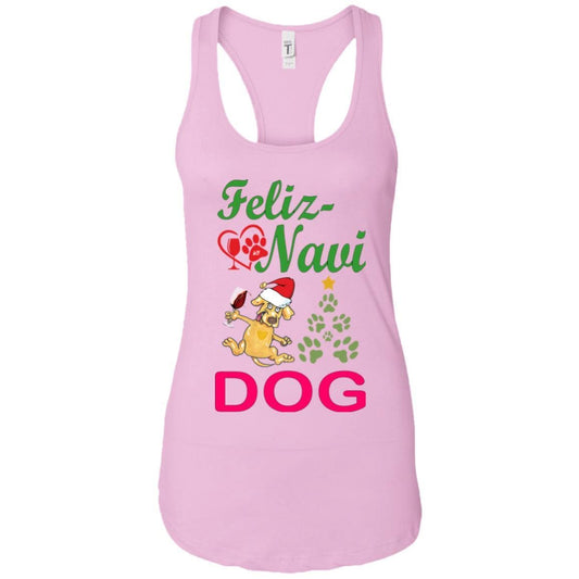 Tank Top Lilac / X-Small WineyBitches.co Feliz Navi Dog Next Level Ladies Ideal Racerback Tank-grn-red WineyBitchesCo