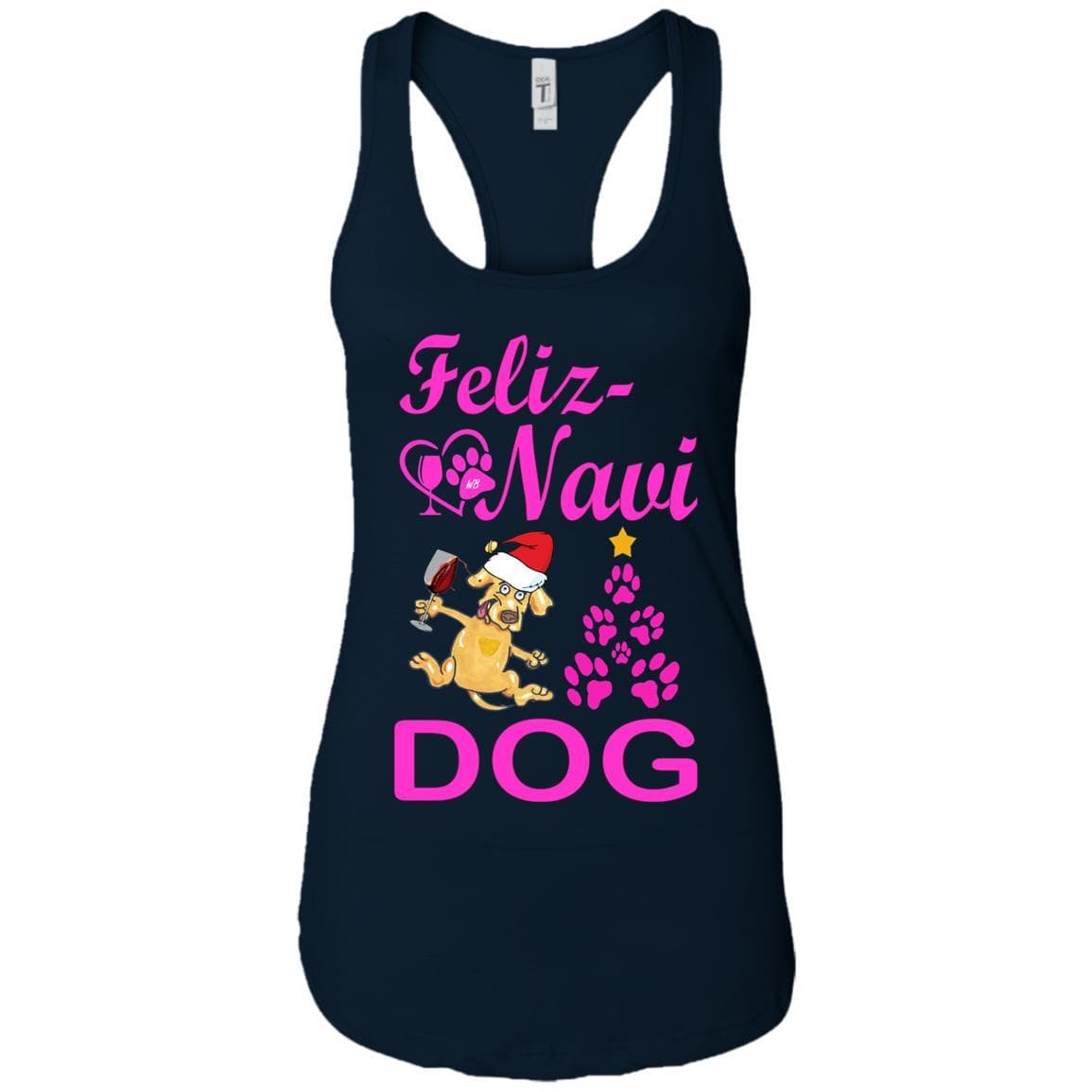Tank Top Midnight Navy / X-Small WineyBitches.co Feliz Navi Dog Next Level Ladies Ideal Racerback Tank-pink WineyBitchesCo