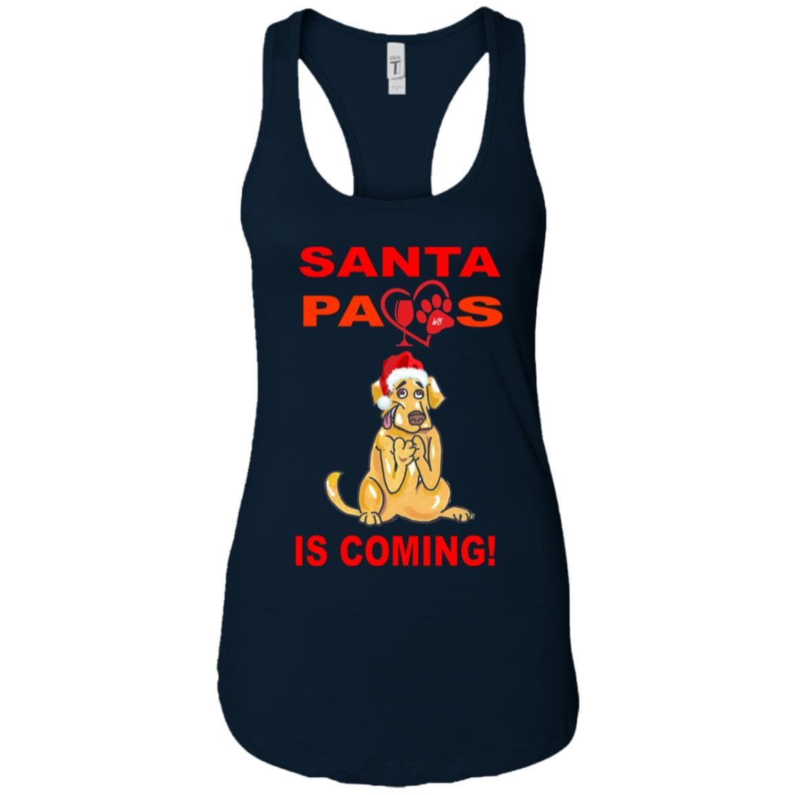 Tank Top Midnight Navy / X-Small WineyBitches.co "Santa Paws Is Coming" Next Level Ladies Ideal Racerback Tank WineyBitchesCo