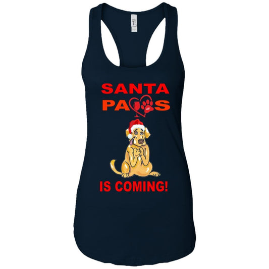 Tank Top Midnight Navy / X-Small WineyBitches.co "Santa Paws Is Coming" Next Level Ladies Ideal Racerback Tank WineyBitchesCo