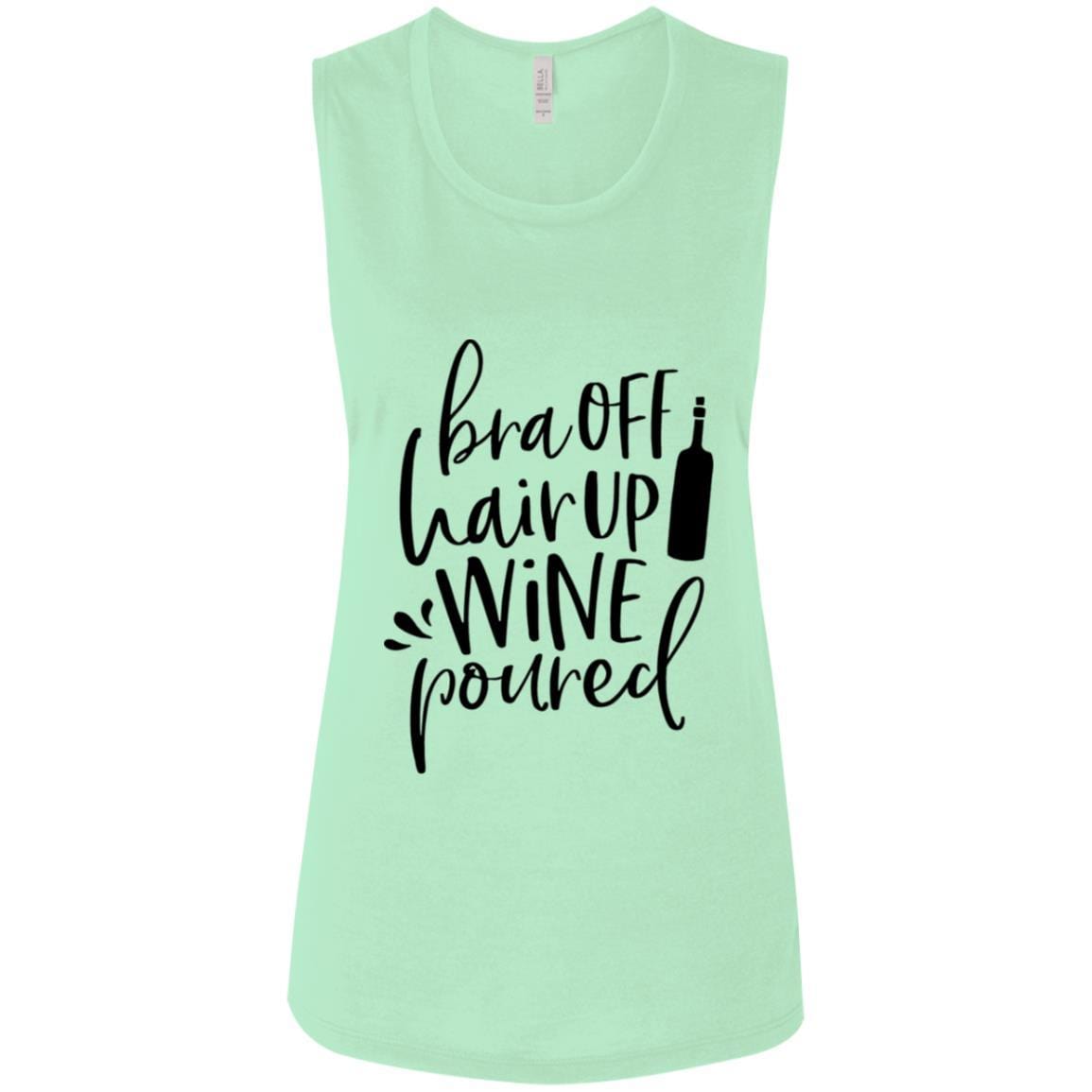 Tank Top Mint / S WineyBitches.Co Bra Off Hair Up Wine Poured Ladies' Flowy Muscle Tank WineyBitchesCo