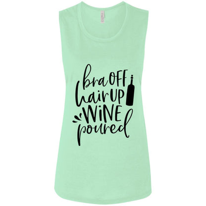 Tank Top Mint / S WineyBitches.Co Bra Off Hair Up Wine Poured Ladies' Flowy Muscle Tank WineyBitchesCo