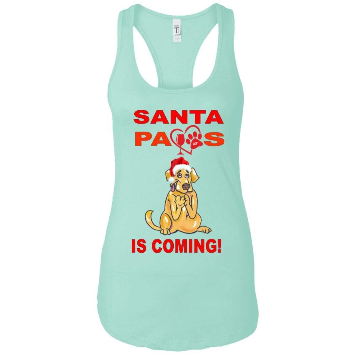 Tank Top Mint / X-Small WineyBitches.co "Santa Paws Is Coming" Next Level Ladies Ideal Racerback Tank WineyBitchesCo