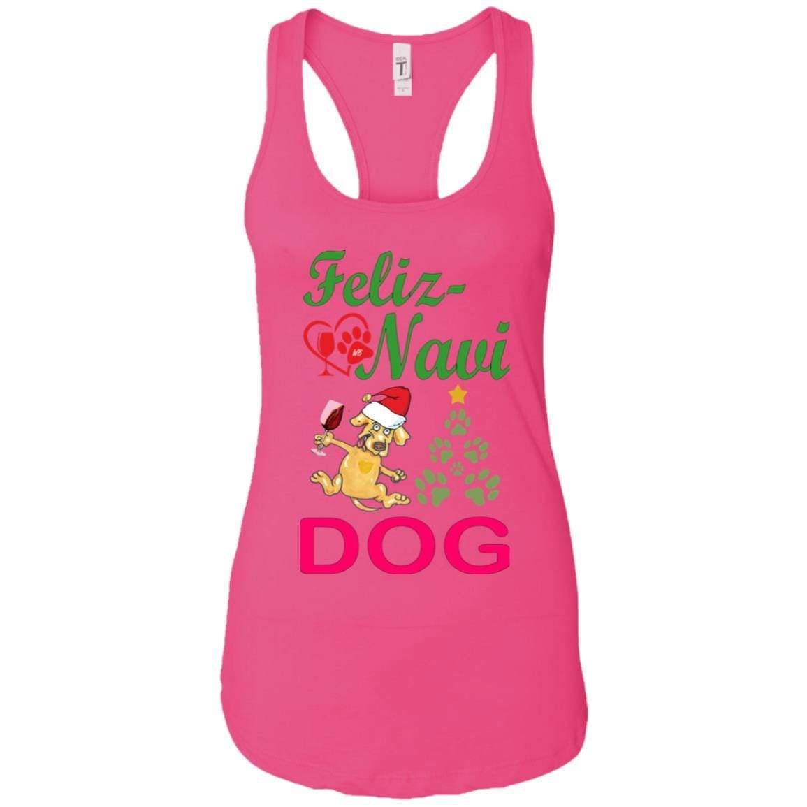 Tank Top Raspberry / X-Small WineyBitches.co Feliz Navi Dog Next Level Ladies Ideal Racerback Tank-grn-red WineyBitchesCo