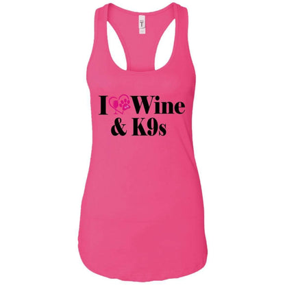 Tank Top Raspberry / X-Small WineyBitches.Co "I Love Wine and K9s" Ladies Ideal Racerback Tank WineyBitchesCo