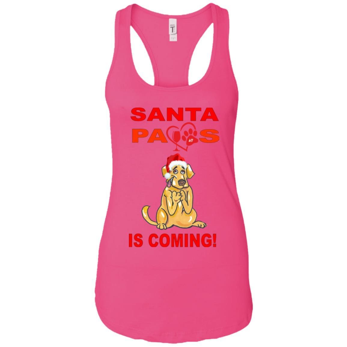 Tank Top Raspberry / X-Small WineyBitches.co "Santa Paws Is Coming" Next Level Ladies Ideal Racerback Tank WineyBitchesCo
