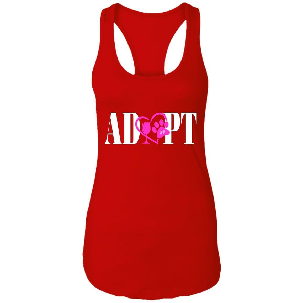 Tank Top Red / X-Small WineyBitches.Co “Adopt” Ladies Ideal Racerback Tank-Pink Heart-Wht Lettering WineyBitchesCo