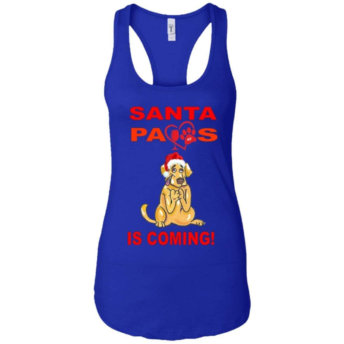 Tank Top Royal / X-Small WineyBitches.co "Santa Paws Is Coming" Next Level Ladies Ideal Racerback Tank WineyBitchesCo