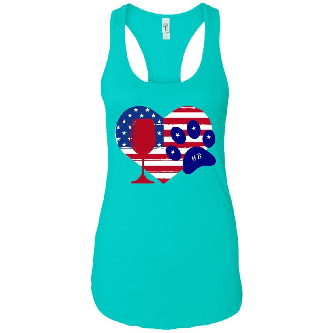 Tank Top Tahiti Blue / X-Small WineyBitches.Co American Wine Paw Heart Ladies Ideal Racerback Tank WineyBitchesCo
