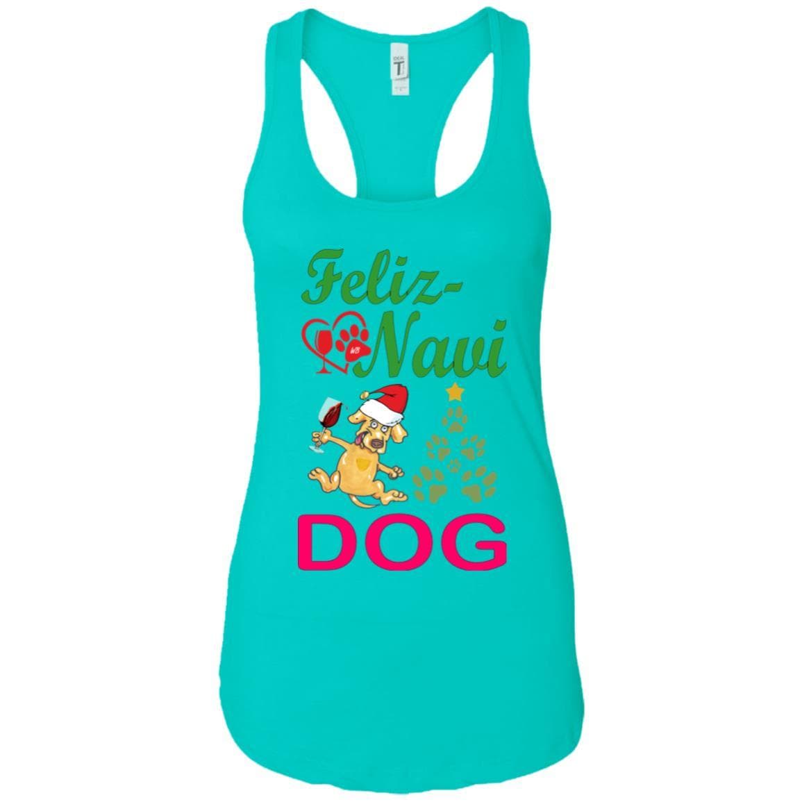 Tank Top Tahiti Blue / X-Small WineyBitches.co Feliz Navi Dog Next Level Ladies Ideal Racerback Tank-grn-red WineyBitchesCo